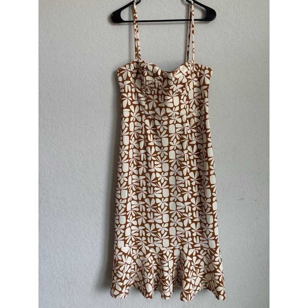 Anthropologie Hutch Jolie Midi Dress Womens Sz Large Summer Floral Ruffles